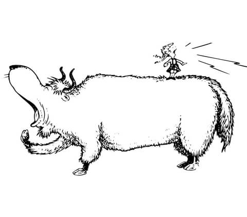 Yawning Yellow Yak Coloring Page